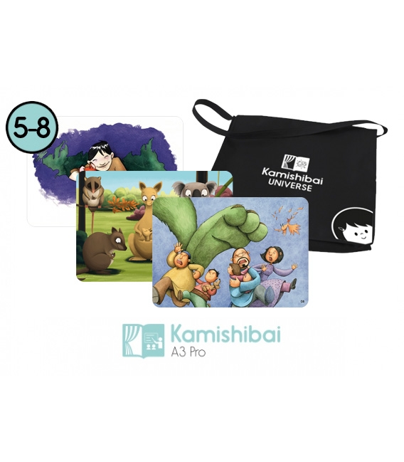 Pack 5-8 ans PRO (A3) : Kamishibai BAG + 3 histoires PRO (A3)